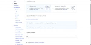 Creating an App and specifying its type and name