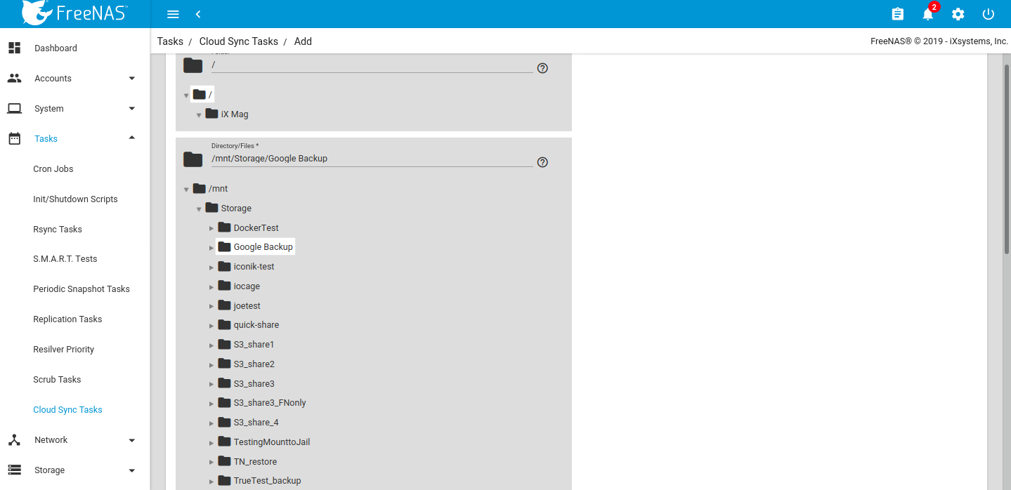 Choosing cloud folder