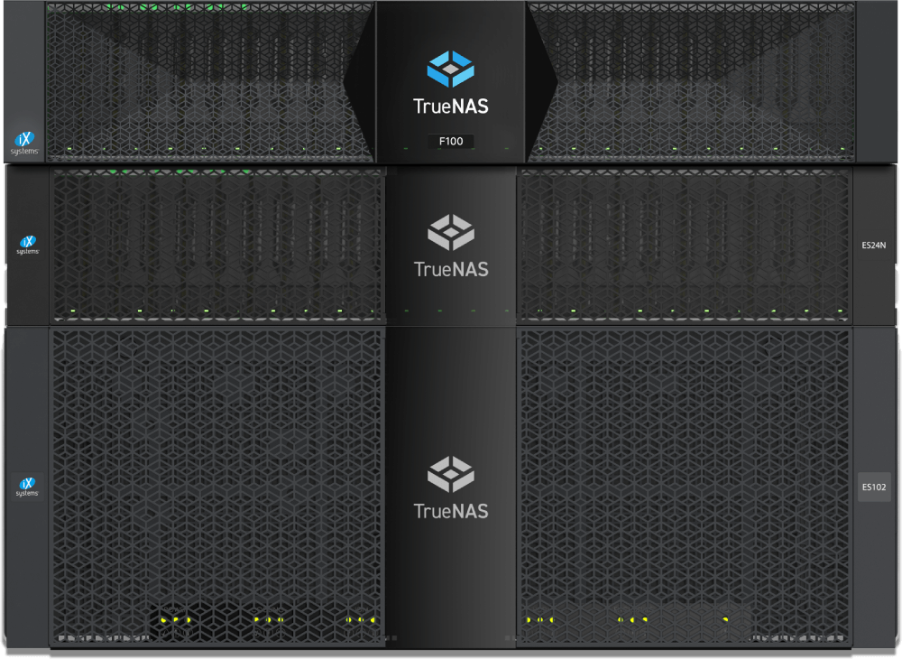 TrueNAS F100 with both Flash and HDD Expansion Shelves