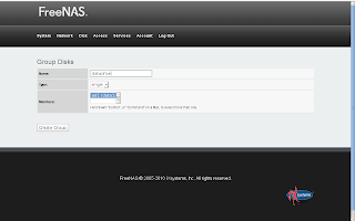 FreeNAS webgui single group type wizard